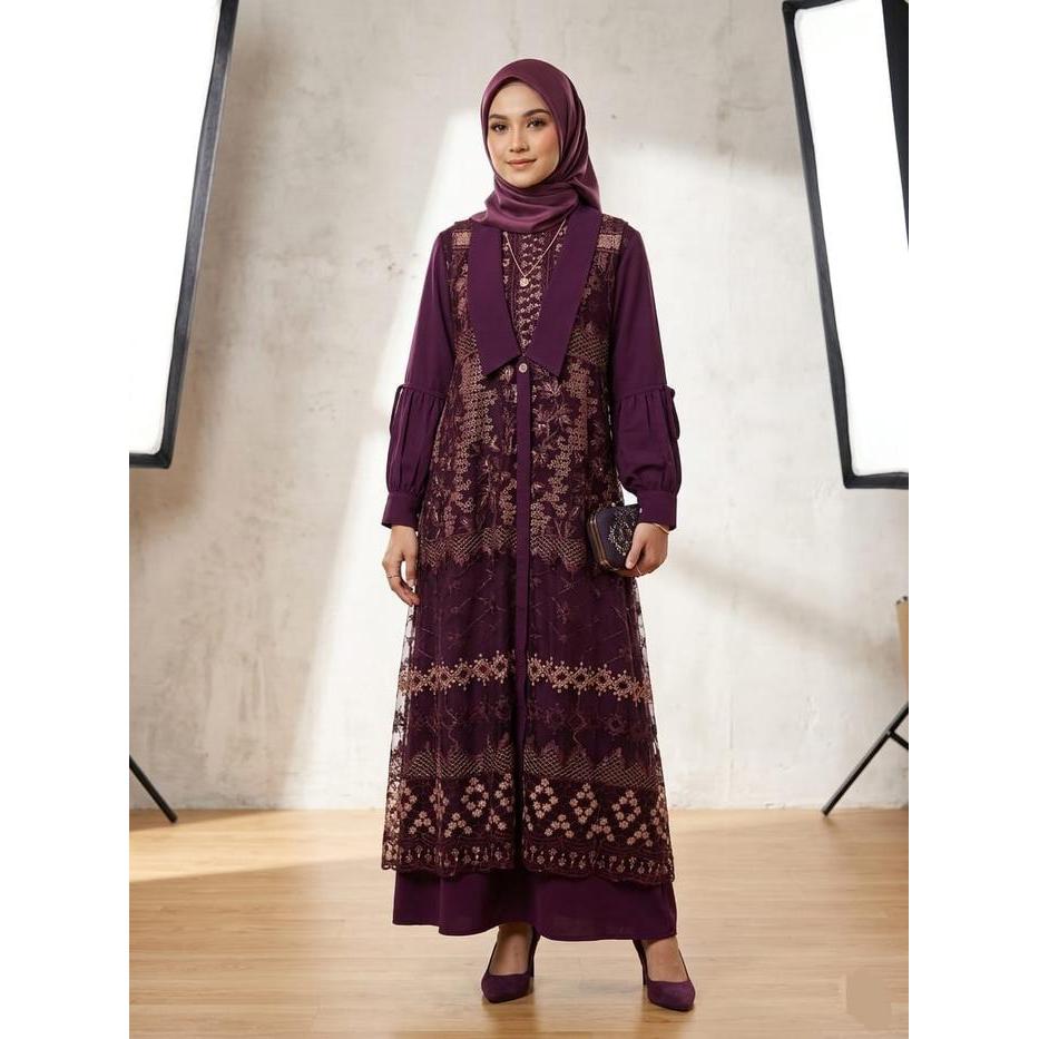 VANIA GAMIS/NAMIRA DRESS 2IN1 SET INNER OUTER BUSUI FRIENDLY BAHAN MARBELLA MIX BRUKAT