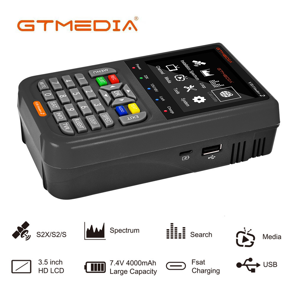 GTMEDIA V8 Finder2 Satellite Finder Digital FTA DVB-S/ S2/ S2X Signal Detector Receiver LCD Screen