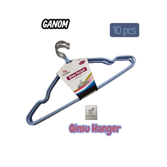 GANOM Qinsu Hanger GANTUNGAN BAJU GANOM Isi 10 PCS 40 CM Lapisan Silikon Banyak Warna Anti Slip