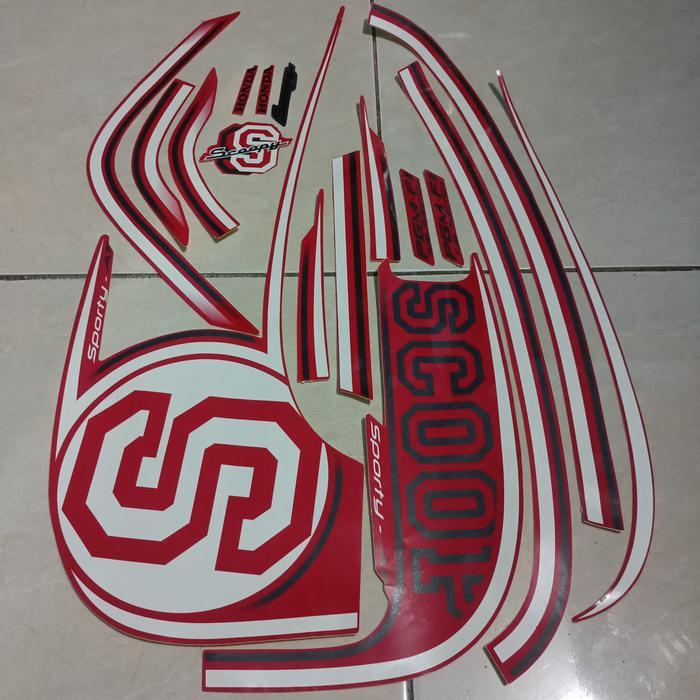 stiker striping honda scoopy sporty 2014 merah lis body standar berkualitas original