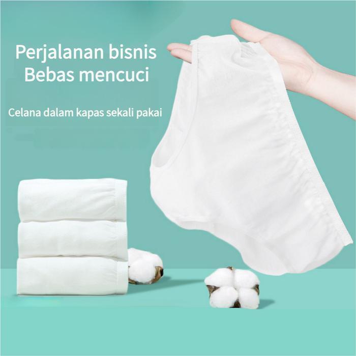 PROMO [VIMISU]Celana dalam katun murni sekali pakai wanita untuk perjalanan bisnis, tidak perlu