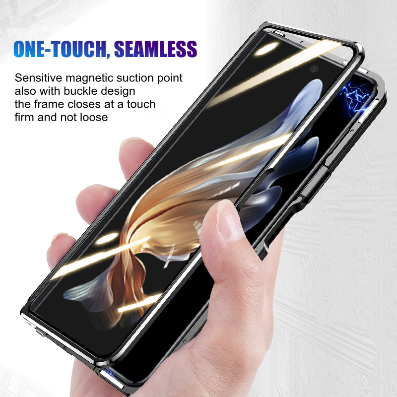 Metal Frame For Samsung Galaxy Z Fold 5 Case Glass Privacy Double Aluminium Magnetic Anti Spy Film
