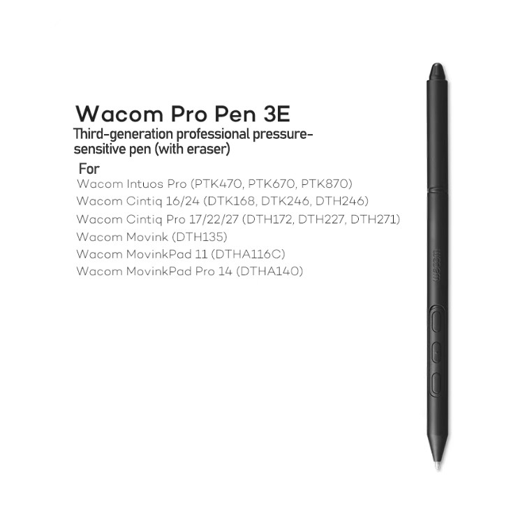 Wacom Pro Pen 3E Professional Stylus ACP501E00DZ for Intuos Pro PTK470/670/870 Cintiq Pro 16 24 27