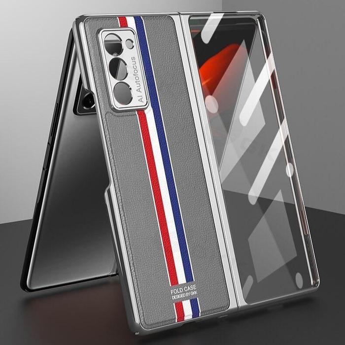 Case Samsung Z Fold 2 Metal Frame And Leather Tempered Glass Terbaru !!!
