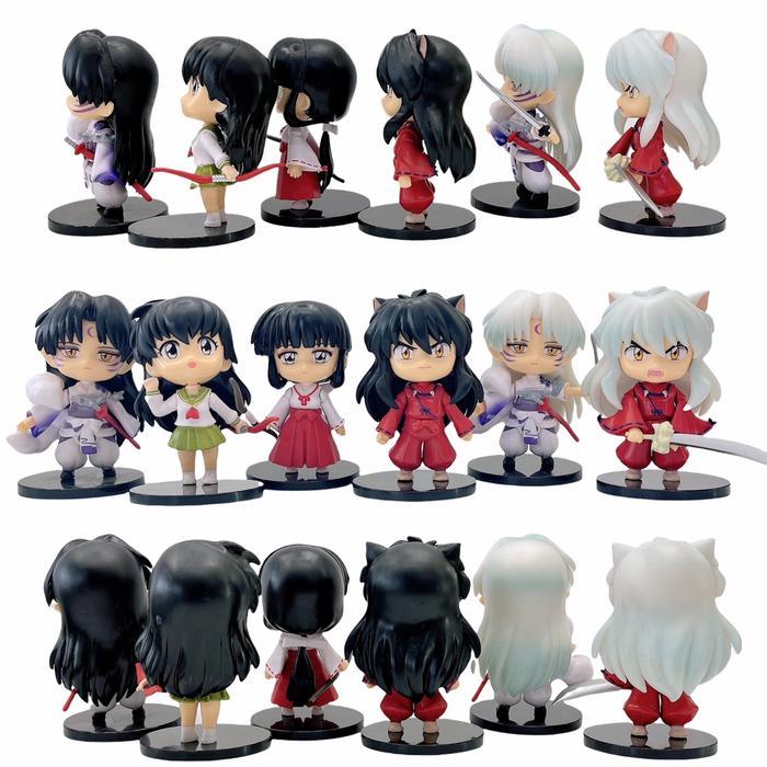 Promo Action Figure Inuyasha Sesshomaru Kagome Kikyo Set 6 Pcs Topper Cake Mainan Anak Pajangan