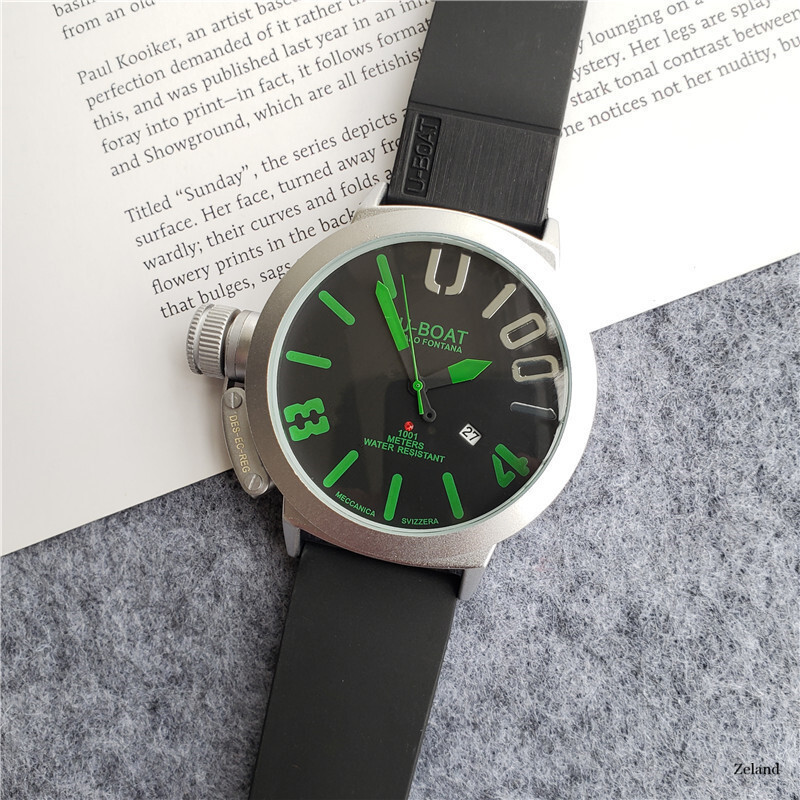 U-Boat Style Men's Quartz Watch Multiple Colors Big Dial Luminous Waterproof Stainless Steel Rubber