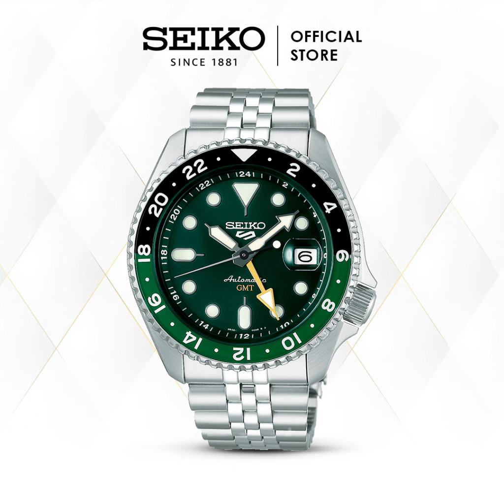 New Seiko 5 Sports SSK035K1 SSK035 Automatic GMT Black & Green Bezel