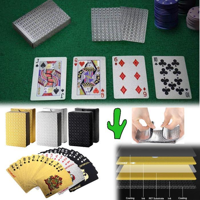 Kartu Poker Anti Air Premium PVC Foil Plastik Hitam 54 Lembar Tahan Lama