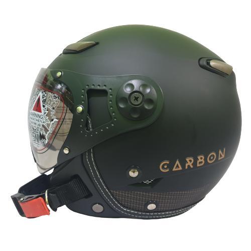 Helm Bogo Dewasa Retro Klasik Kaca Pilot Riben Jpn Monsa Carbon Hitam Black Doff List Gold Sni Ready
