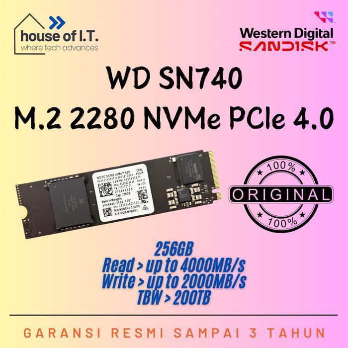 TERLARIS SSD M2 NVMe 256GB WD SN740 - SSD WD SN740 256GB NVMe - Original - WD NVMe 2280 WD SN740