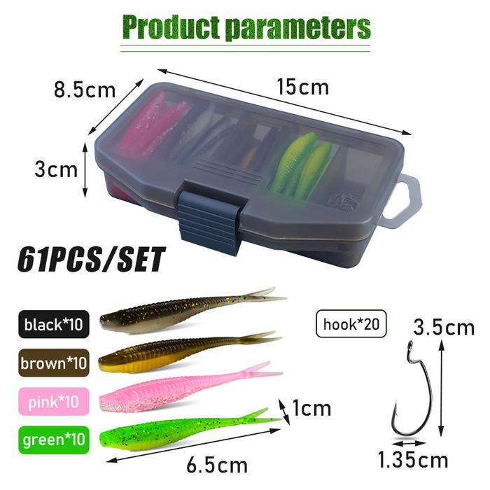 BISA COD Umpan Casting Ikan Gabus & Toman 6.5cm 4 Warna + 20 Kait,Desain Ekor Terbuka, Getaran