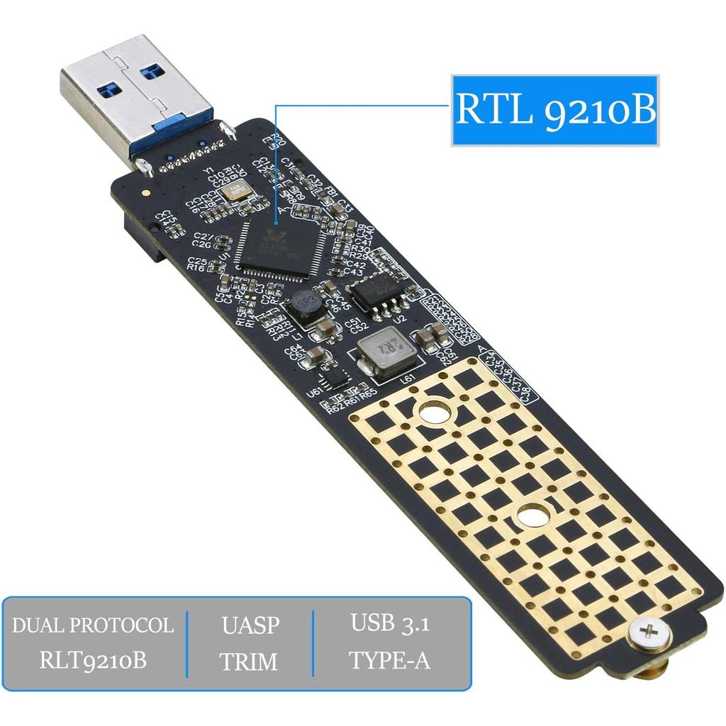 M.2 to USB Adapter,RIITOP NVMe to USB 3.1 Reader Card Compatible with Both NVMe (PCI-e) M Key SSD