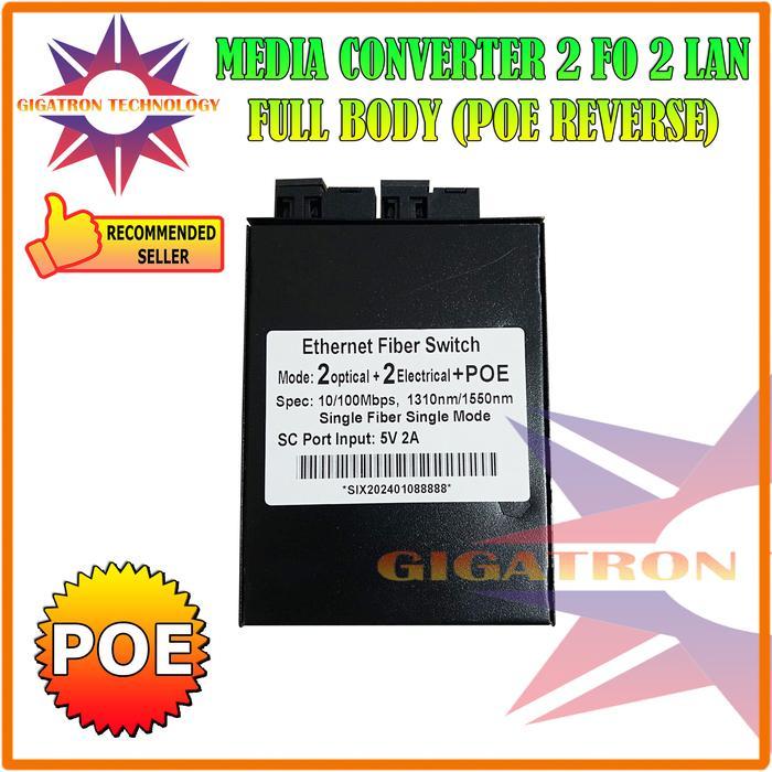 SKS Media Converter 2 FO 2 LAN POE Switch Fiber Optic HTB 2 SC 10/100 Mbps