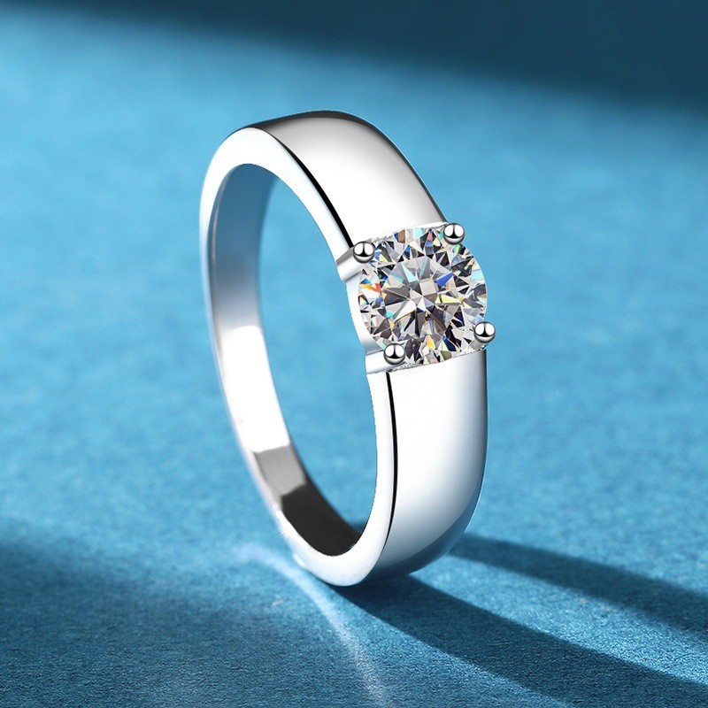 Precious Ring Men's 1 Carat Moissanite PT950 Platinum - 1 Carat Light Luxury Bold Ring, PT950