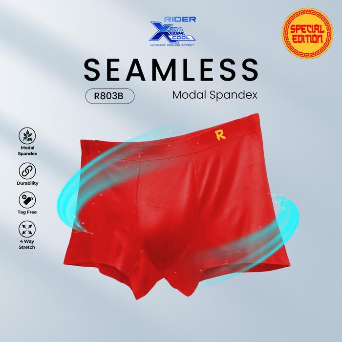 Rider Special Imlek Boxer Brief Pria Seamless Modal Spandex 4 Way Stretch Karet Lembut - M Xtracool 