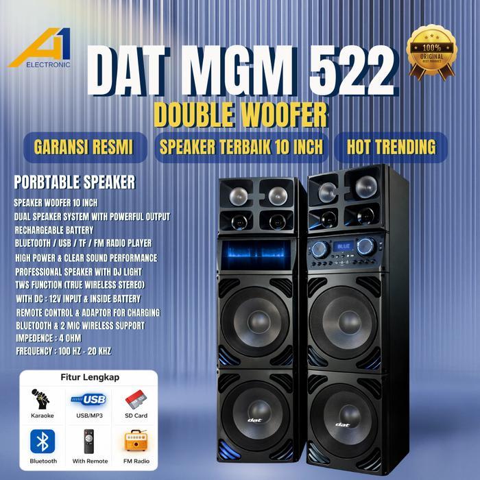 DAT Speaker Aktif MGM 522 | Speaker Aktif DAT MGM522 Speaker Tower Double Subwoofer 10 Inch - Dus Pa