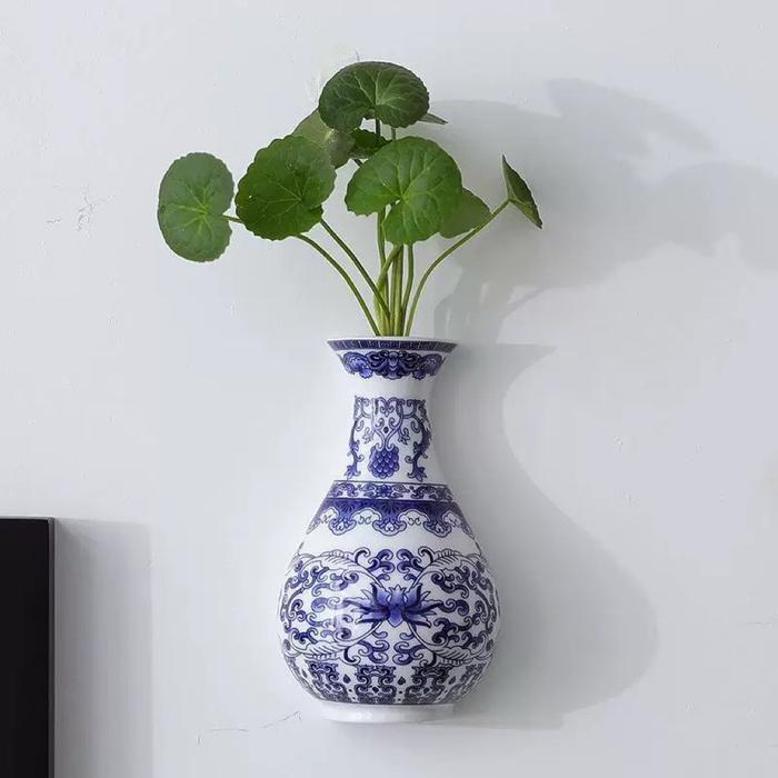 Vas Keramik Gantung Dinding Unik Motif Klasik Cina Cocok Untuk Hadiah Dekorasi Rumah / Pot Bunga