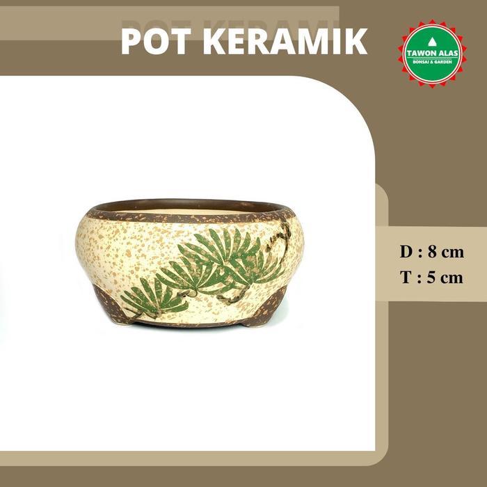 Merayakansenja Pot Bonsai Keramik Mame Bulat - Model