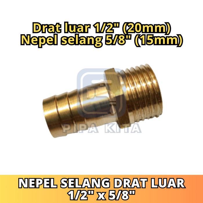 Merayakansenja Nepel Selang Drat Luar 1/2 X 5/8 Inch Kuningan Sambungan Drat Luar