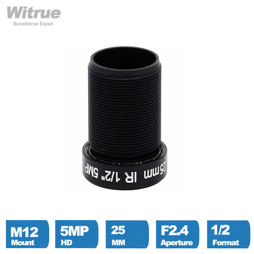 Witrue 5Megapixel CCTV Lens 25mm M12 Mount 1/2 inch Long Distance View For 1080P/4MP/5MP AHD Camera