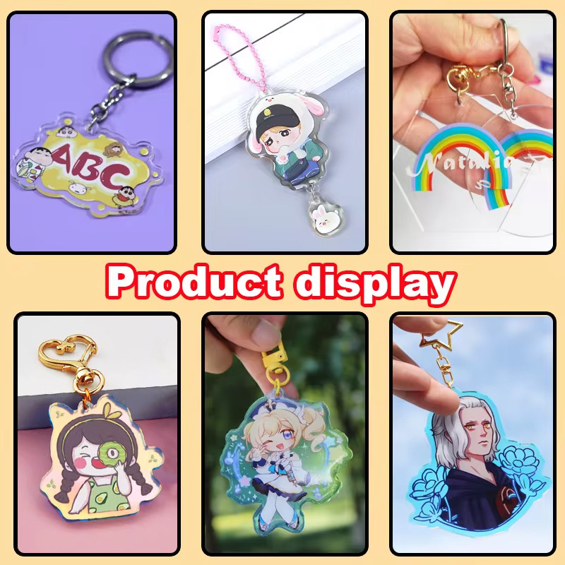 Custom Keychains Cartoon Llavero Photo Customized Anime Transparent Charm Hologram Clear Acrylic