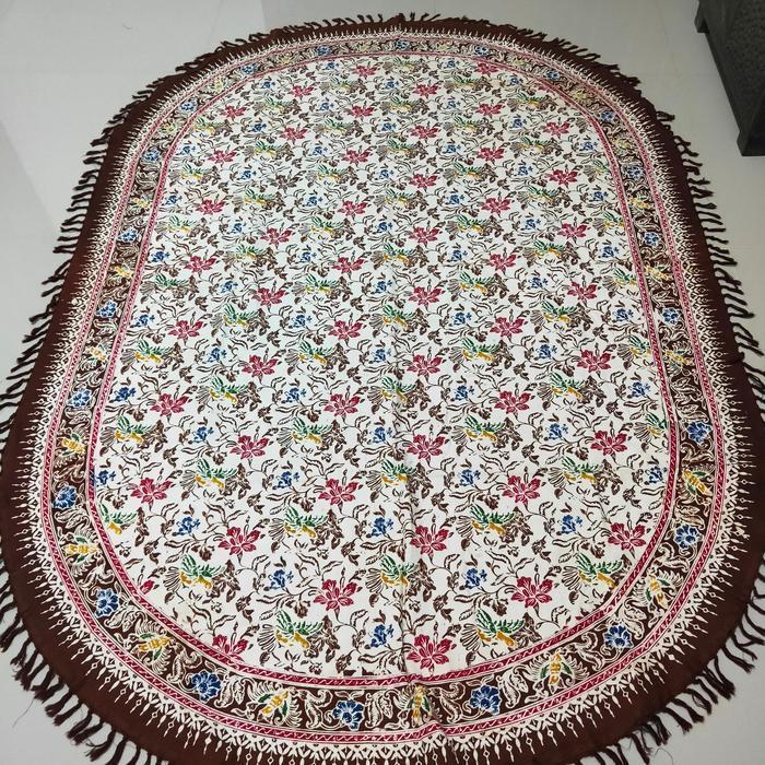 Organizer Taplak Meja Oval 8 Kursi Batik Modern