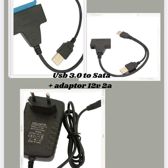 Hot Sale Kabel Usb 3.0 Cabang To Sata New + Adaptor 12V 2A