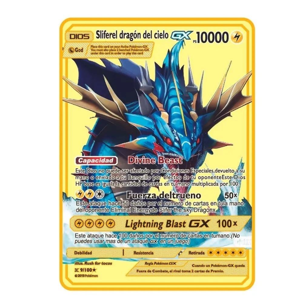 Pokemon Metal Card 10000 Points Arceus Charizard Super Card Golden Spanish Mewtwo Vmax GX EX Anime