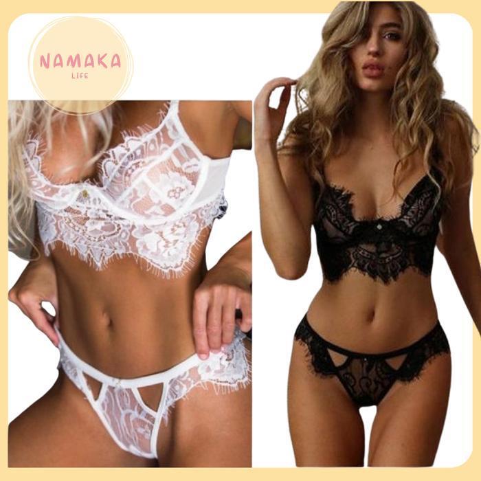 [NL] LINGERIE HOT SEXY BROKAT LACE BRA CD 1 SET CEWE CEWEK LADY COSTUME BH WANITA SEKSI TEMBUS KOLOR