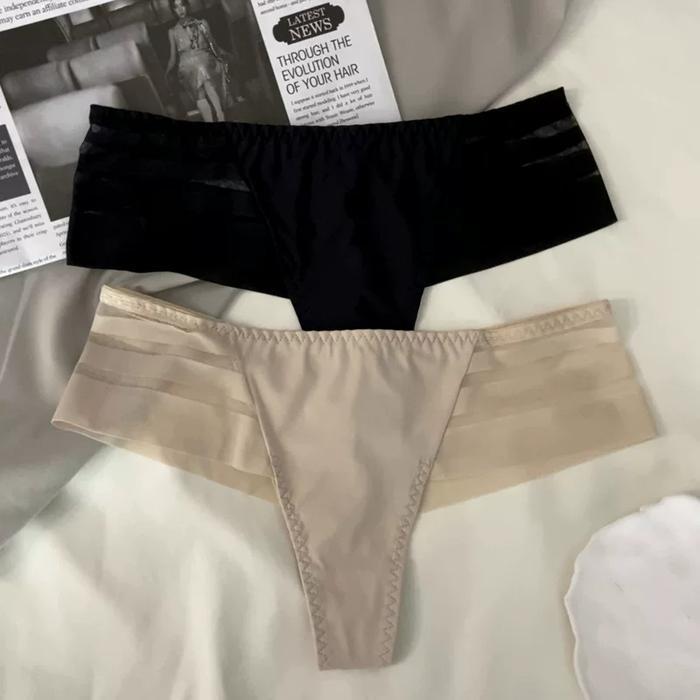 Pamela Panties CD Celana Dalam Wanita Seamless Panty Thong Sexy Hot Icesilk Lembut Thong Garis