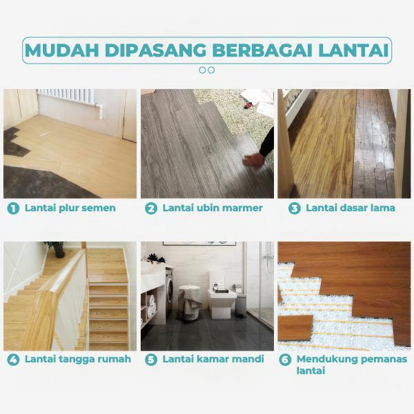 PAKET 10 PCS pvc plafon Stiker Lantai Vinyl Wallpaper Motif Kayu Premium Wallpaper Tebal 1Mm Stiker