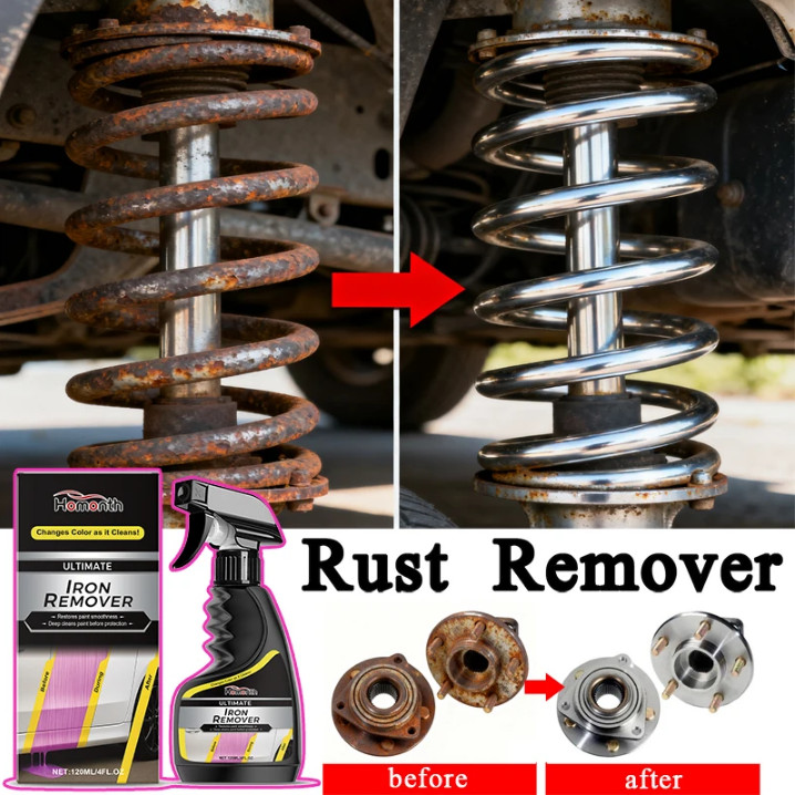 Car quick-care rust remover spray, car exhaust pipe rust remover, car wheel rim rust remover, metal