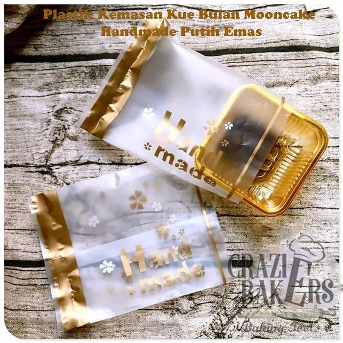 Plastik Kemasan Kue Bulan Mooncake Handmade Putih Emas