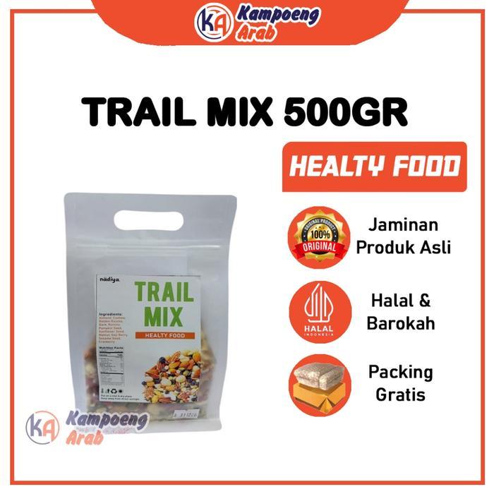 Promo Trail Mix 500gr Camilan Sehat Dari Almond Mede Kacang Kismis Goji Berry Cranberry Penuh