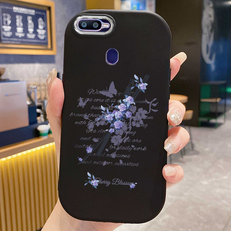 Casing Hp Untuk OPPO F9 F9 Pro A7x Realme 2 Pro U1 Case Bunga ungu misterius malam hari Kasing silik