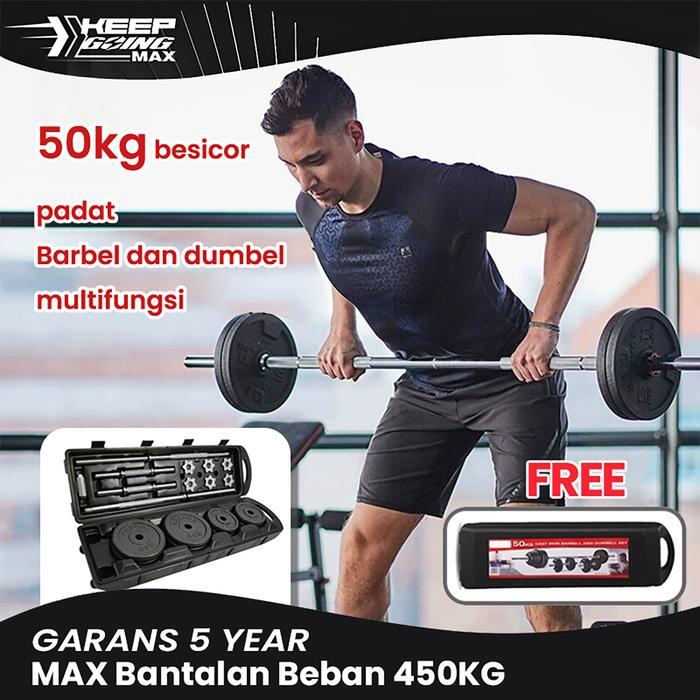 Dumbell Barbel 50kg Set Peralatan Kebugaran Angkat Berat Dumbel Barbel Set 50kg