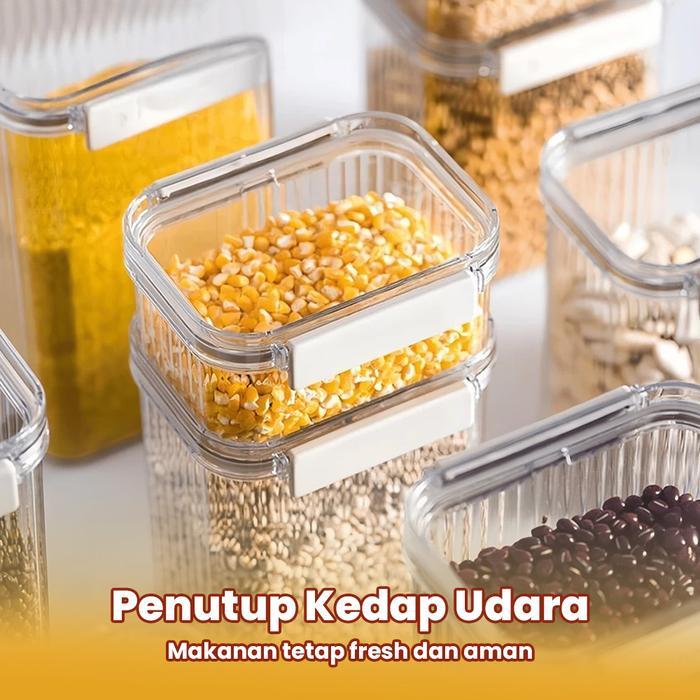 RAPI HOME toples kotak-toples plastik Penyimpanan Serbaguna Putih Bening Kontainer Kulkas Wadah food