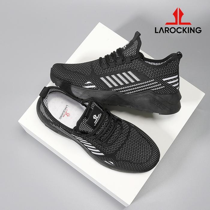 Larocking - Owen Hitam Polos Abu Tua Sepatu Running Gym Shoes Sport Outdoor