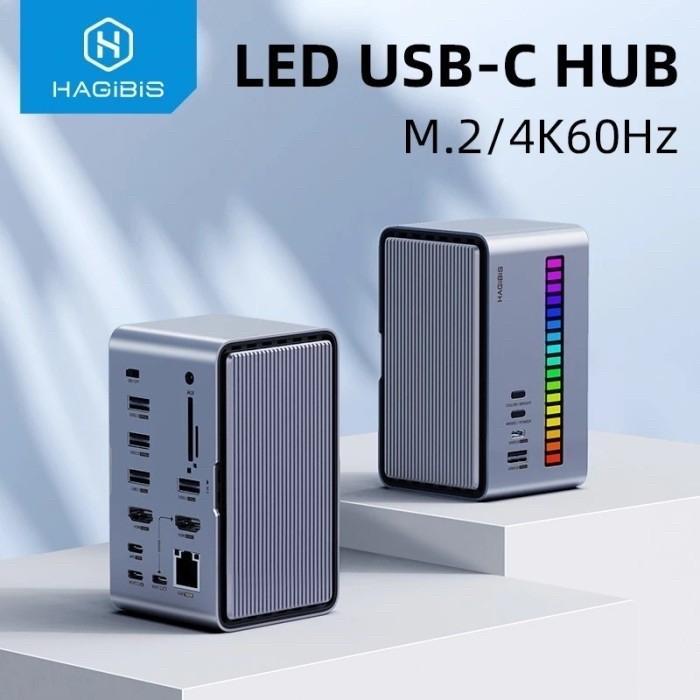 Hagibis - 19 In 1 Docking Station With Dual Hdmi M.2 Ssd Enclosure Sd Tf
