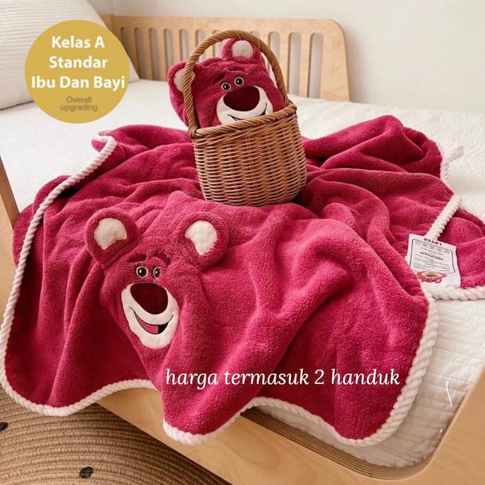 Handuk Mandi Anak Baby Bayi dewasa jumbo Gift Set Souvenir 2 in 1 Hadiah bahan Lembut tebal katun