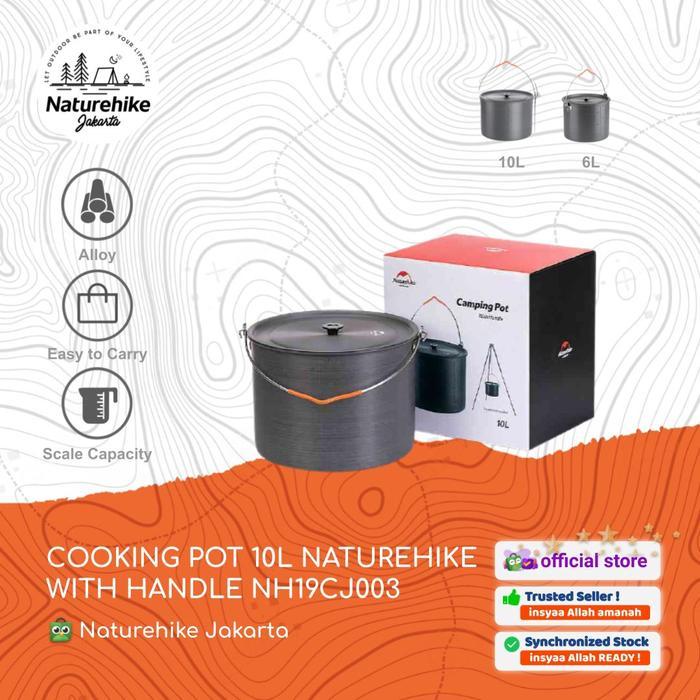 COOKING POT 10L WITH HANDLE NATUREHIKE NH19CJ003 PANCI NESTING CAMPING