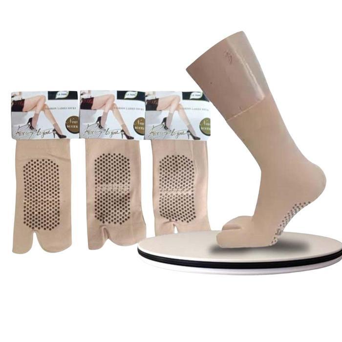 5 Pasang Kaos Kaki Stocking Jempol Pendek 2 Jari Warna Cream Muslimah Dewasa Anti Slip & Ringan