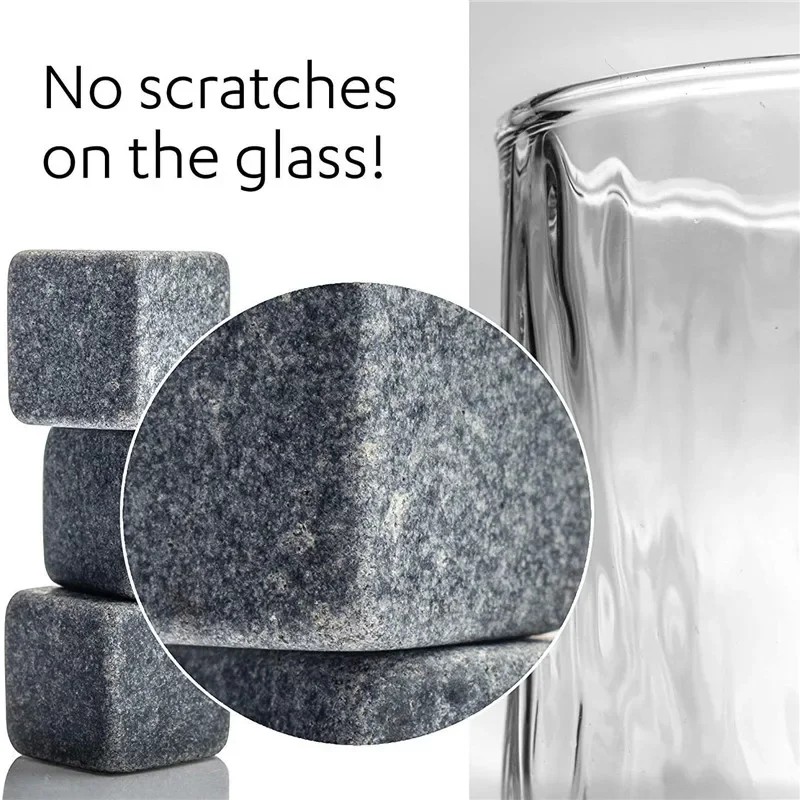 6pcs Whiskey Stones Sipping Ice Cube Cooler Reusable Whisky Ice Stone Whisky Natural Rocks Bar Wine