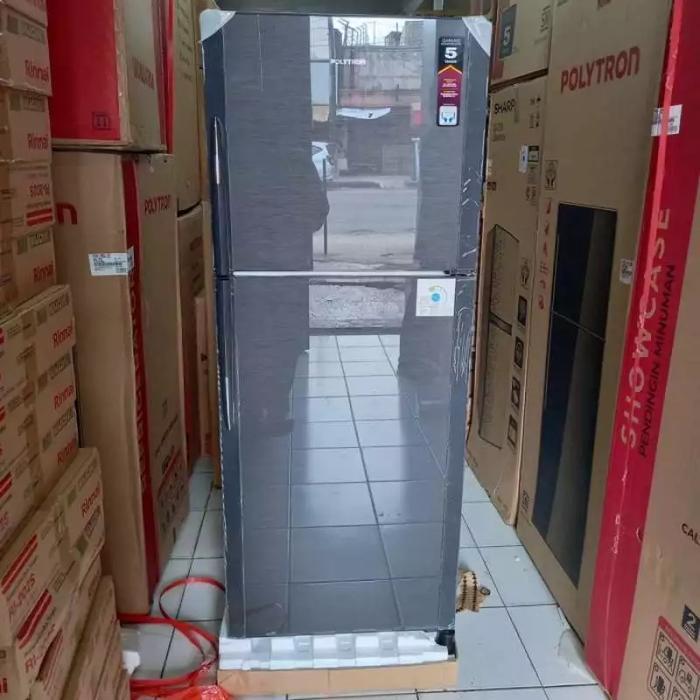 NEW Kulkas 2 Pintu POLYTRON GLASS DOOR   JUMBO 240LITER LOW WATT *MEDAN*
