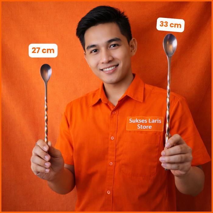 SENDOK STAINLESS PANJANG SENDOK PANJANG PENGADUK MINUMAN SENDOK PANJANG 27 CM 33 CM