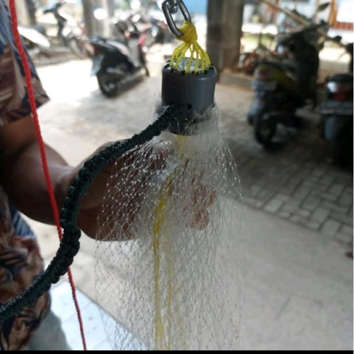 Jala Serut Sampling 2 Meter Panen Udang Parsial Lubang Jari Kelingking Siap Pakai Jala Model Kolor