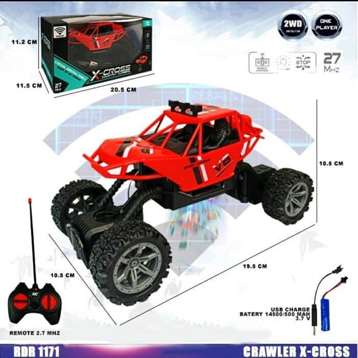 Mainan mobil Remote control Batrai cas Rc X-cross Ban Baterai Offroad