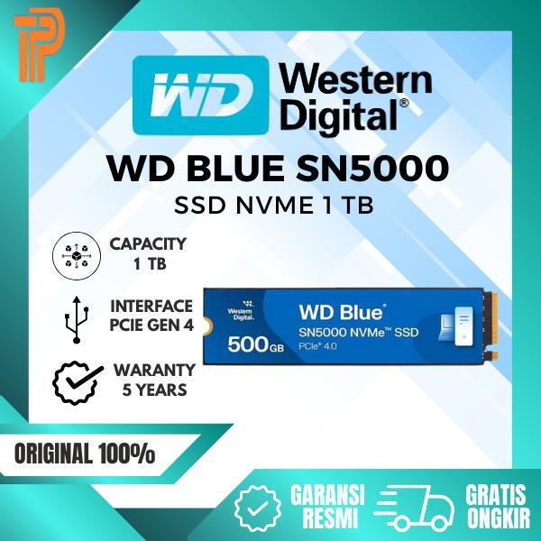 TERLARIS WD Blue SN5000 1TB SSD TB M.2 PCIe Gen4 NVMe 2280 Garansi Resmi 5 Tahun Performa Baca