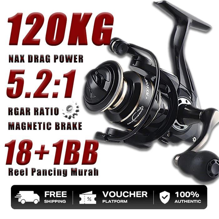 Maguro - Reel Pancing Nx20007000 Tarikan Max Drag 120Kg Spinning Reel Fishing Reel Spool Metal