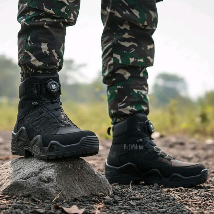 Caanggo - Sepatu PDL Lantas Angkle Boots Tali Putar Sepatu PDL TNI POLRI SECURITY Kulit Asli Terbaru